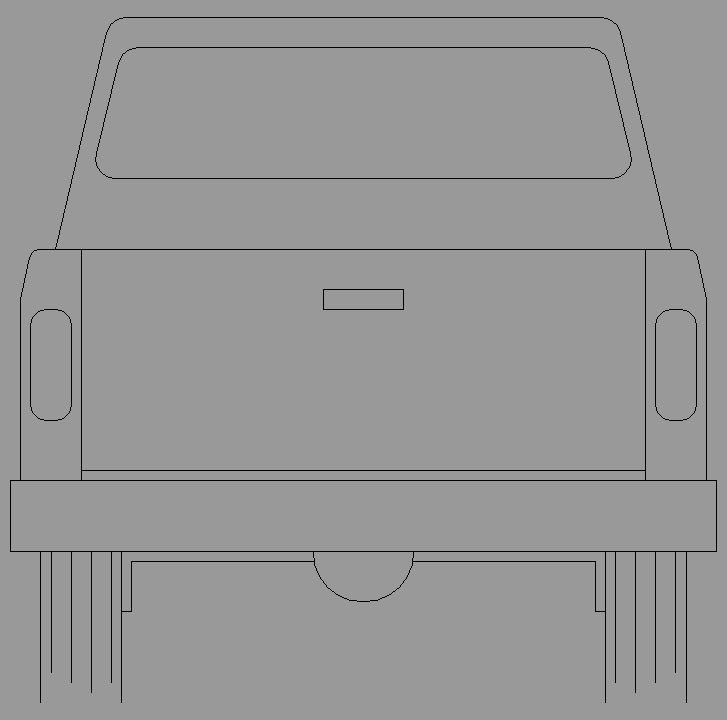Bloque Autocad Vista de Coche Pick-UP Bibliot. 2D-3D en Posterior